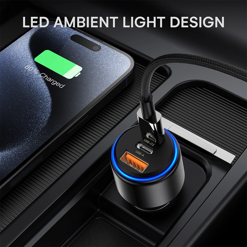 95W Triple-Port PD Car Charger Adapter