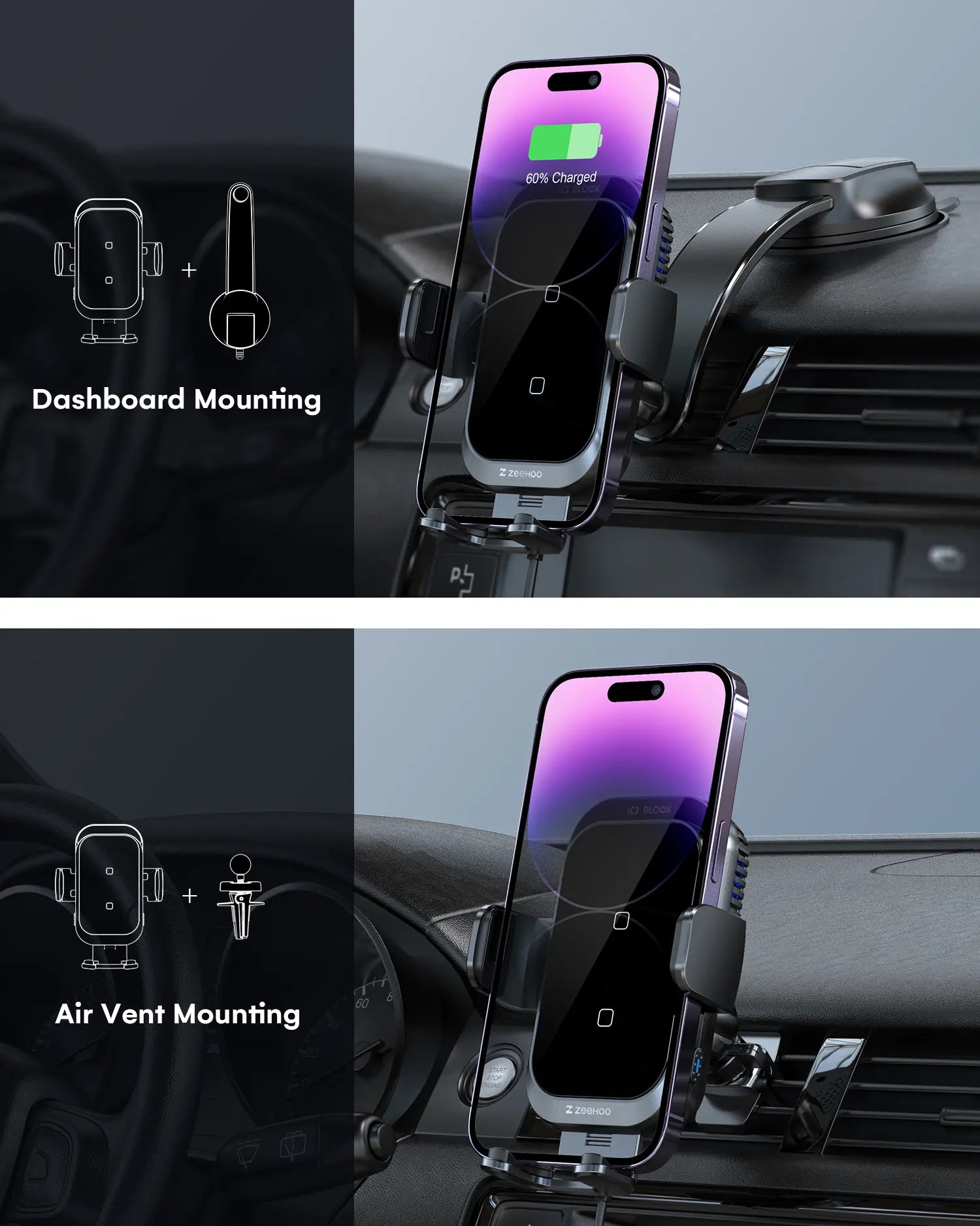 AutoCool 15W Wireless Car Charger CF70-4
