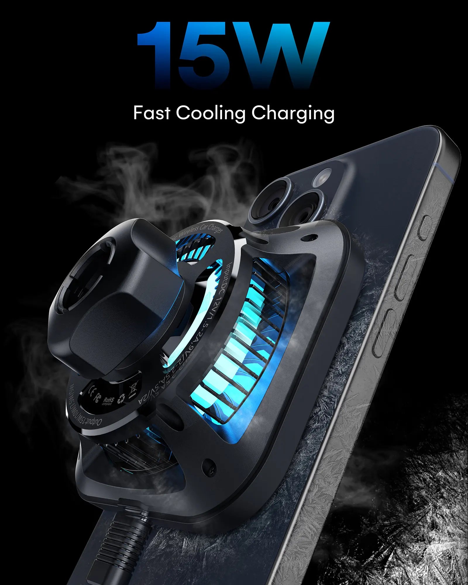 AutoCool 15W Wireless Car Charger IC90-3