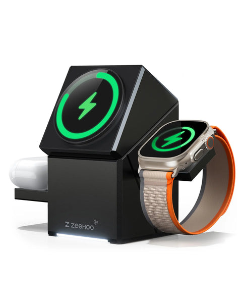 Black CuBeTrick X 3-in-1 Wireless Charging Station