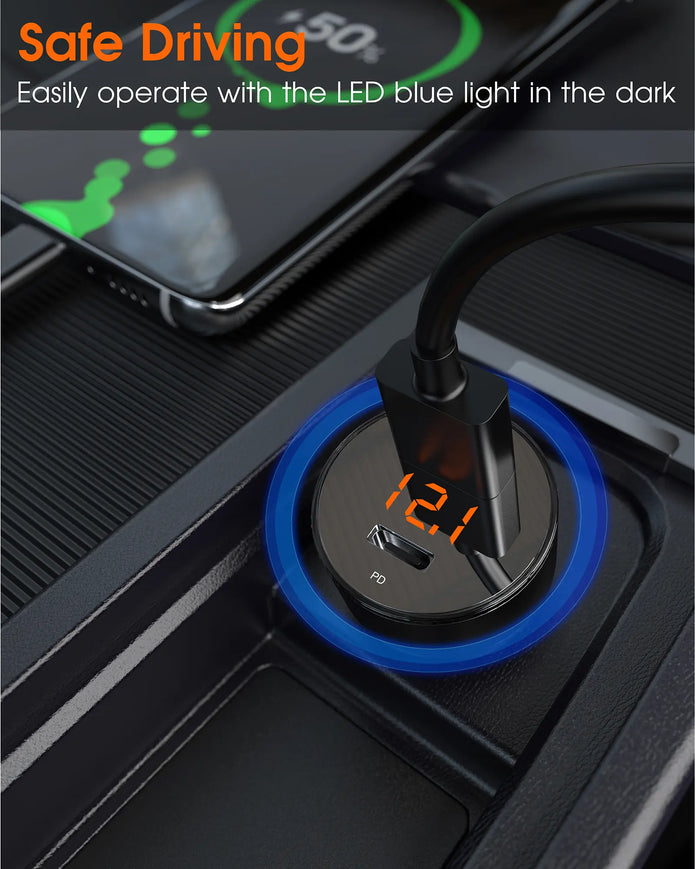 Digital Display 45W Dual-Port PD Car Charger Adapter-5