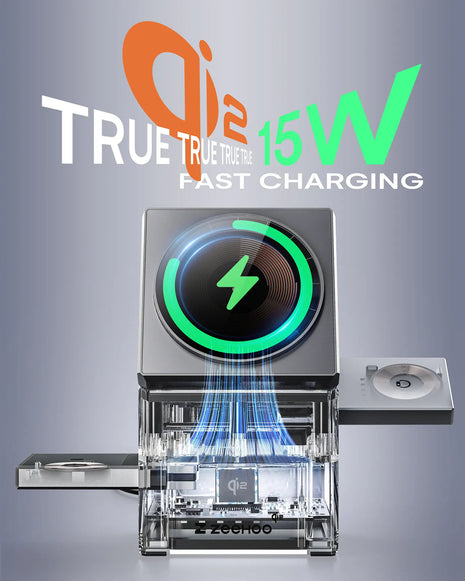 Gray CuBeTrick X 3-in-1 Wireless Charging Station-2
