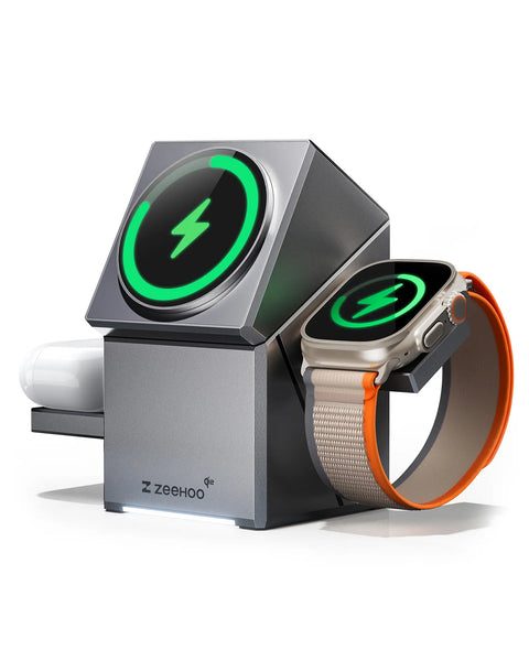 Gray CuBeTrick X 3-in-1 Wireless Charging Station