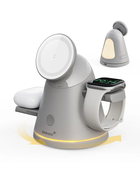 LuminoCore 4-in-1 Wireless Charging Station-Grey